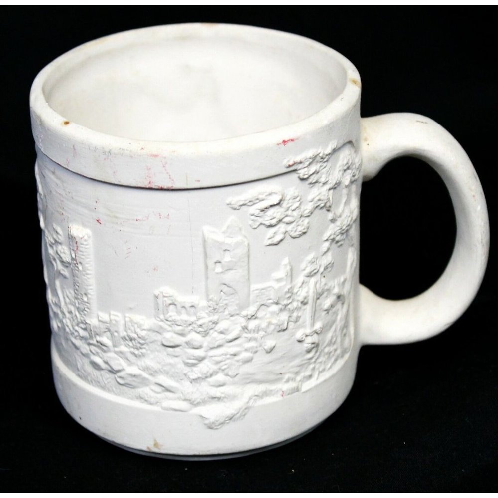 VTG Merlin Wizard Castle Mug Unglazed Pottery Ready to Pain Ceramic Art Craft
